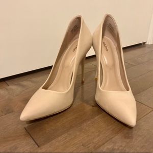 ALDO 4.25” Suede Stiletto Heels, Bone / Beige / Cream, Size 8: worn once